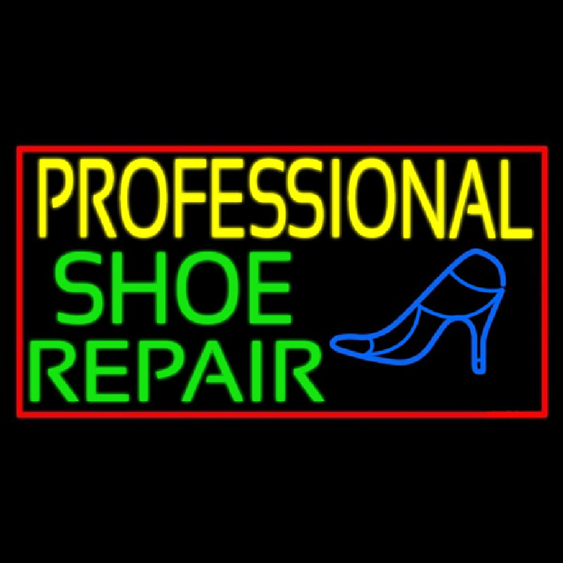 Professional Shoe Repair With Border Neonskylt