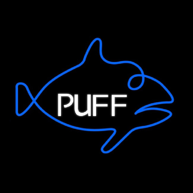 Puff Blue Fish Neonskylt