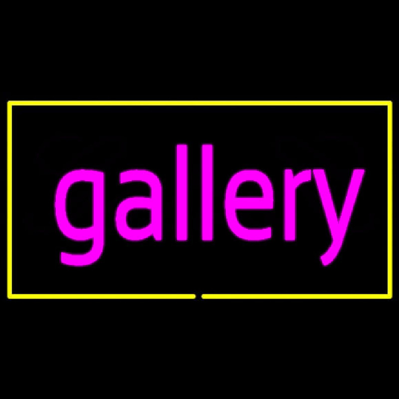 Purple Gallery Yellow Rectangle Neonskylt