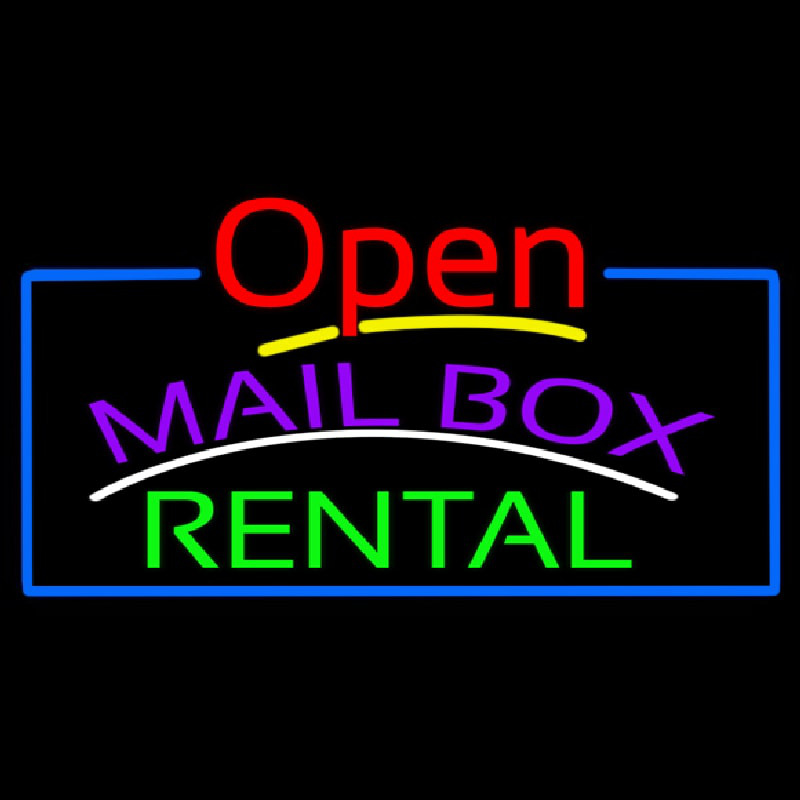 Purple Mailbo  Green Rental Open With Border Neonskylt