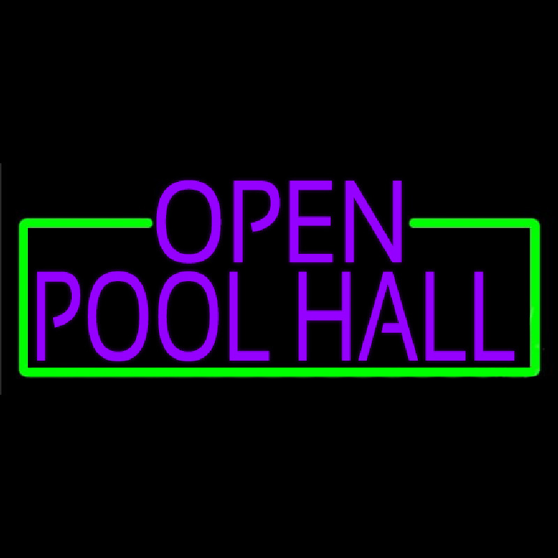 Purple Open Pool Hall With Green Border Neonskylt