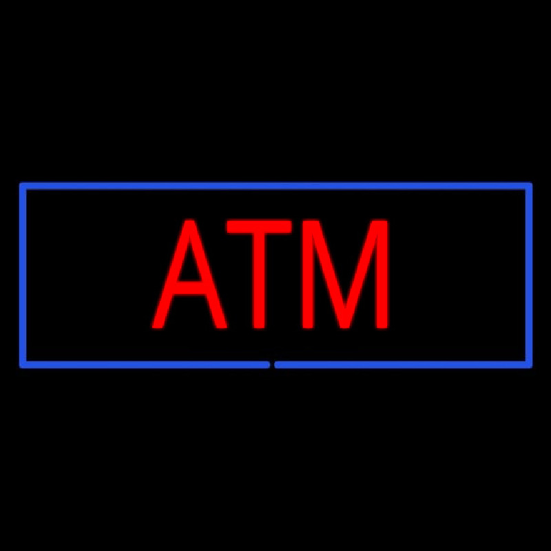 Red Atm Blue Border Neonskylt