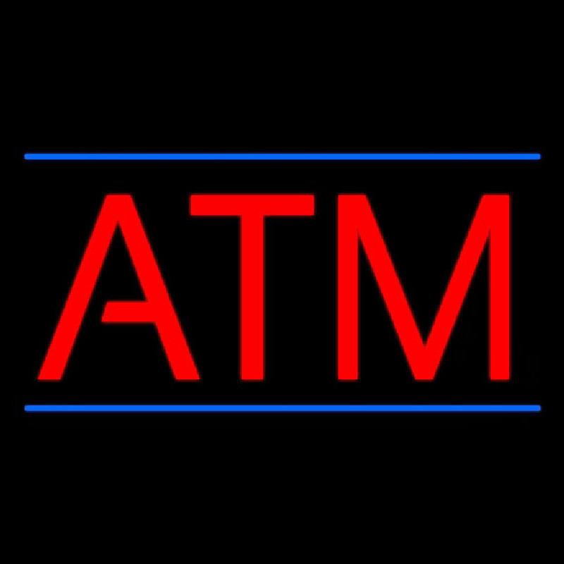 Red Atm Blue Lines Neonskylt