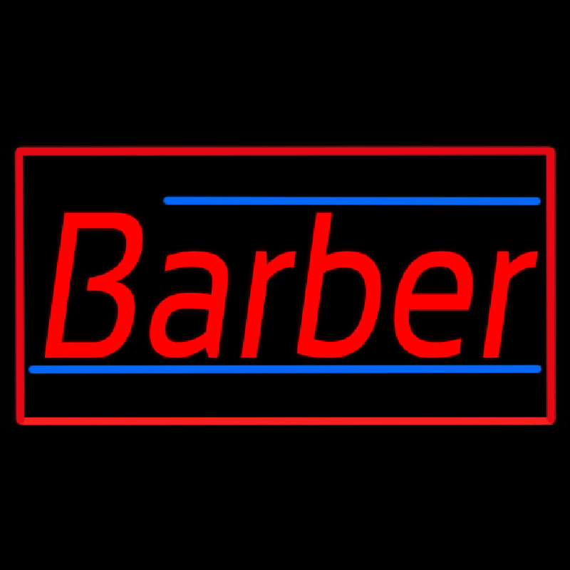 Red Barber Blue Lines With Red Border Neonskylt