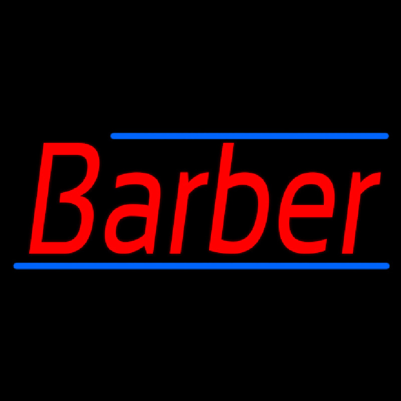 Red Barber With Blue Lines Neonskylt