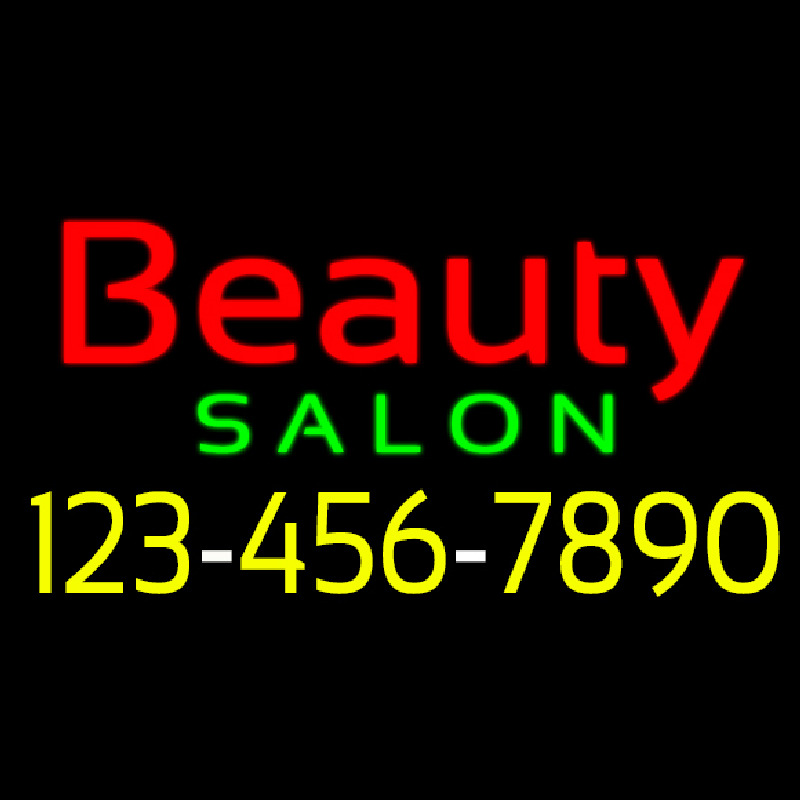 Red Beauty Salon With Phone Number Neonskylt