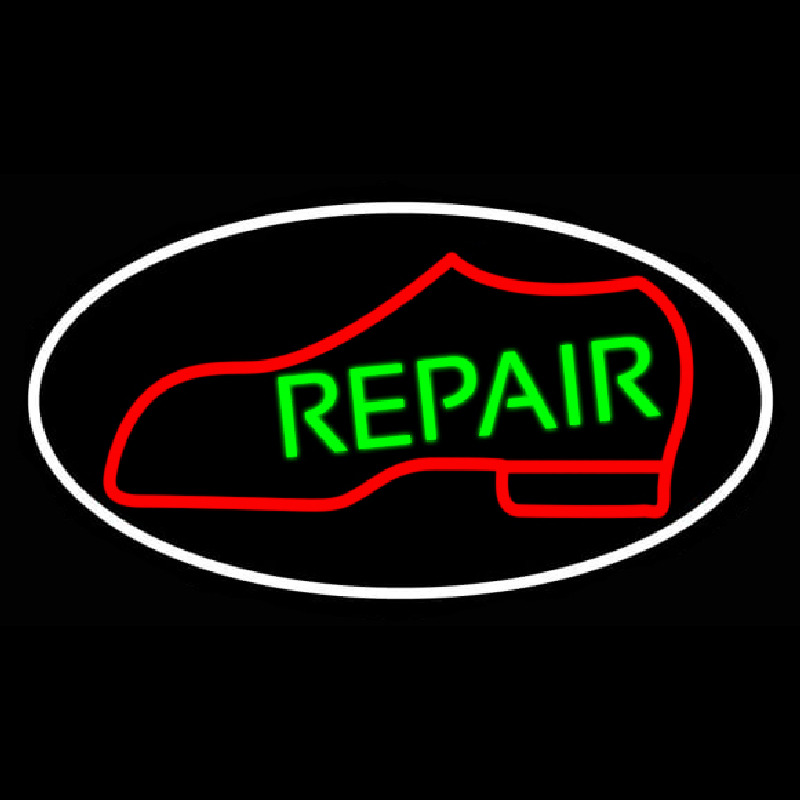 Red Boot Green Repair With Border Neonskylt