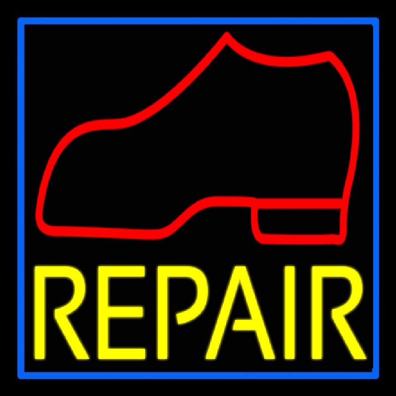 Red Boot Yellow Repair Neonskylt