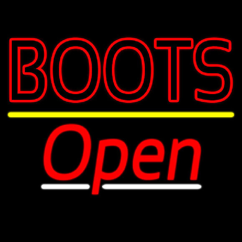 Red Boots Open Neonskylt