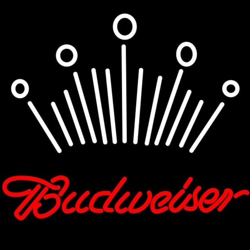 Red Budweiser White Crown Beer Sign Neonskylt