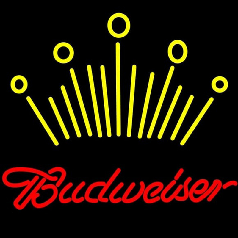 Red Budweiser Yellow Crown Beer Sign Neonskylt