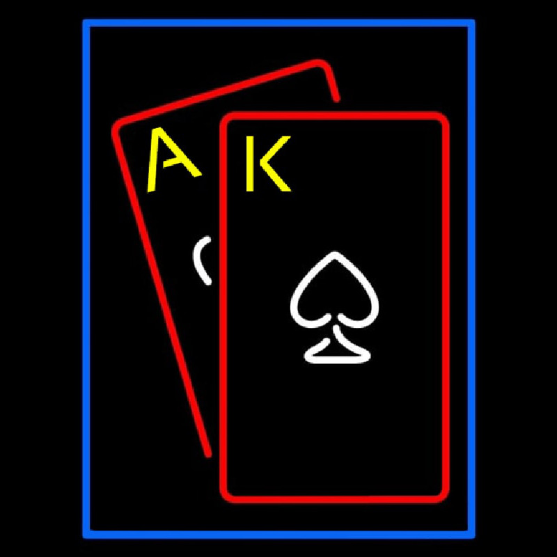 Red Cards Tarot Blue Border Neonskylt