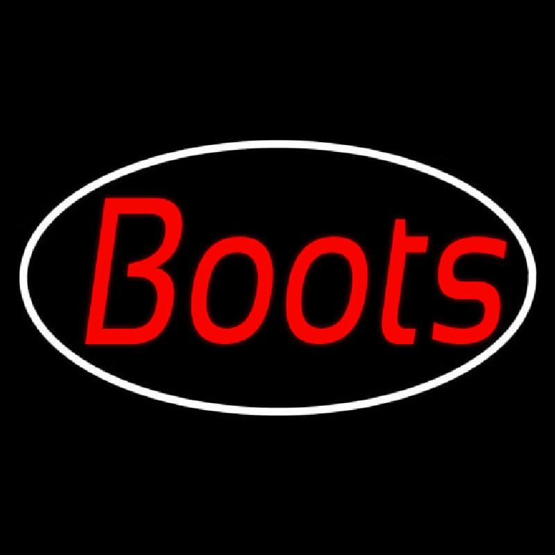 Red Cursive Boots Neonskylt