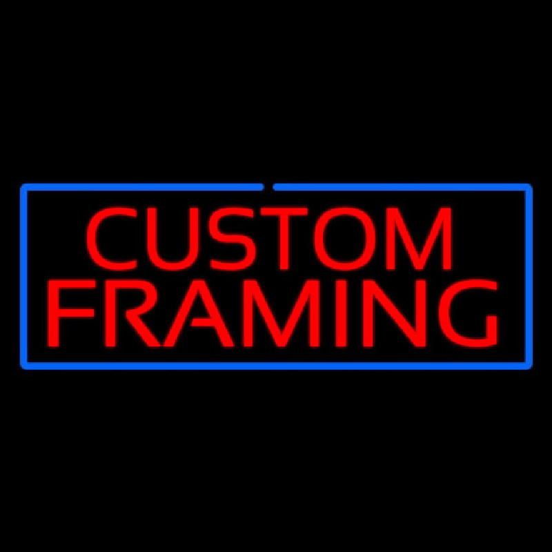 Red Custom Framing Blue Border Neonskylt