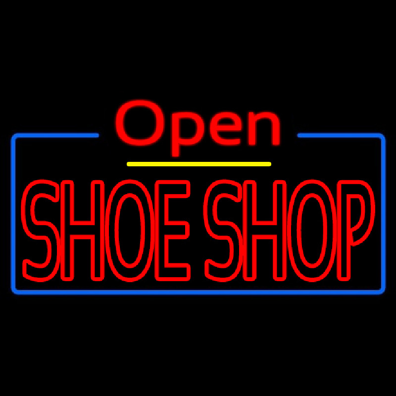 Red Double Stroke Shoe Shop Open Neonskylt