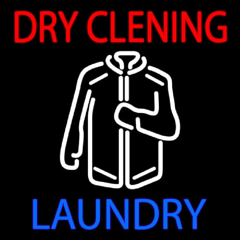 Red Dry Cleaning With Shirt Logo Neonskylt