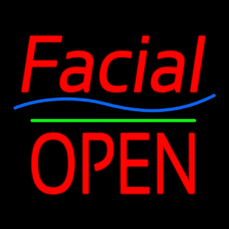 Red Facial Block Open Neonskylt