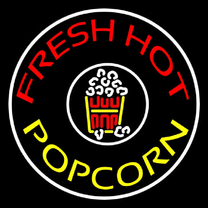 Red Fresh Hot Yellow Popcorn Neonskylt