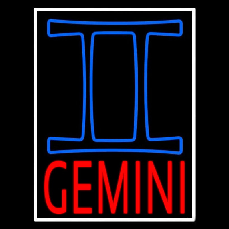 Red Gemini White Border Neonskylt