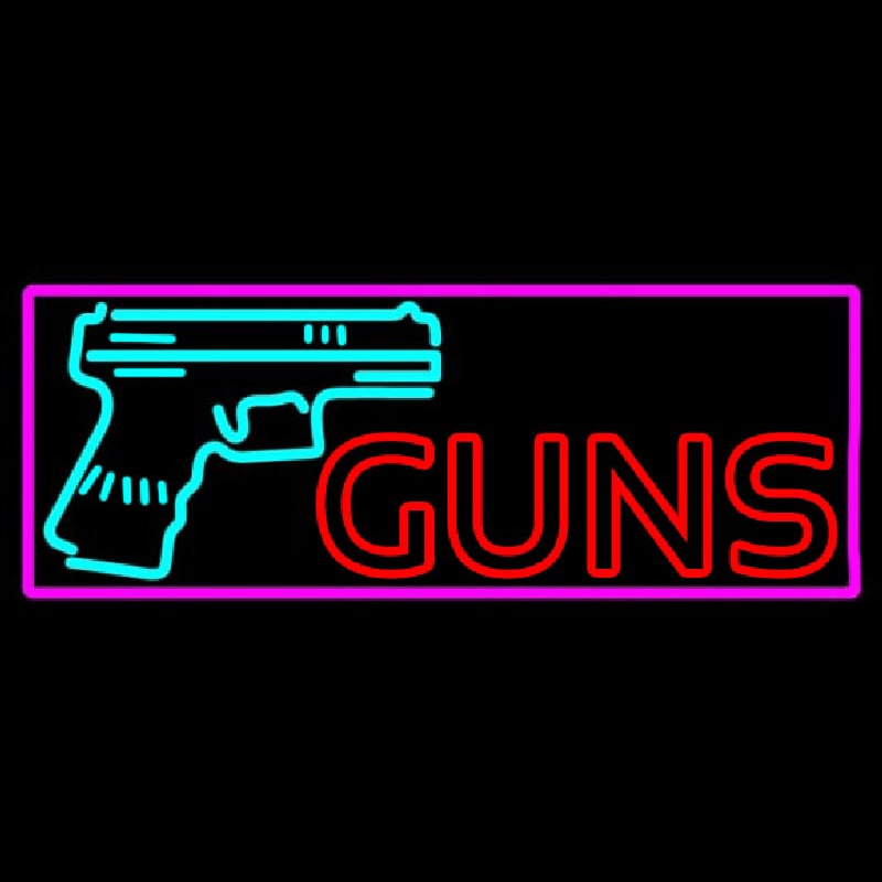 Red Gun Turquoise Logo Neonskylt