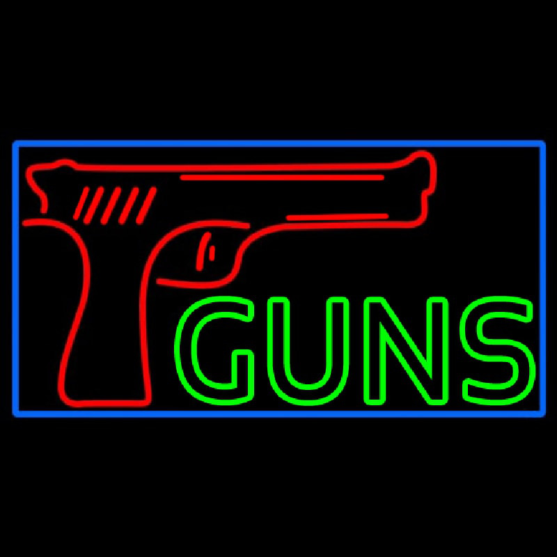 Red Guns Block Neonskylt