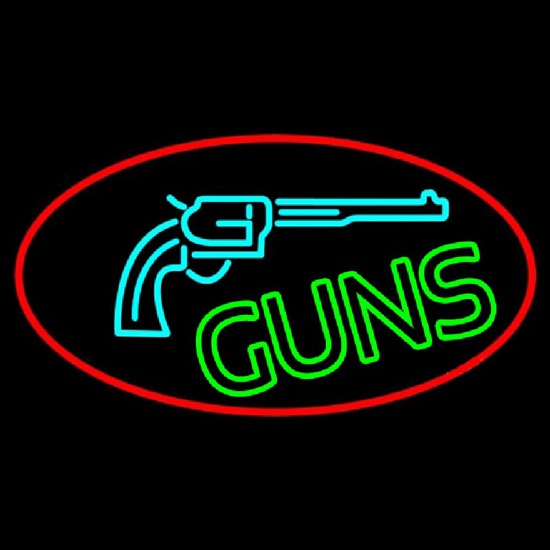 Red Guns Turquoise Logo Neonskylt