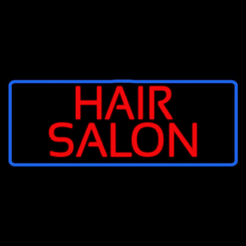 Red Hair Salon With Blue Border Neonskylt