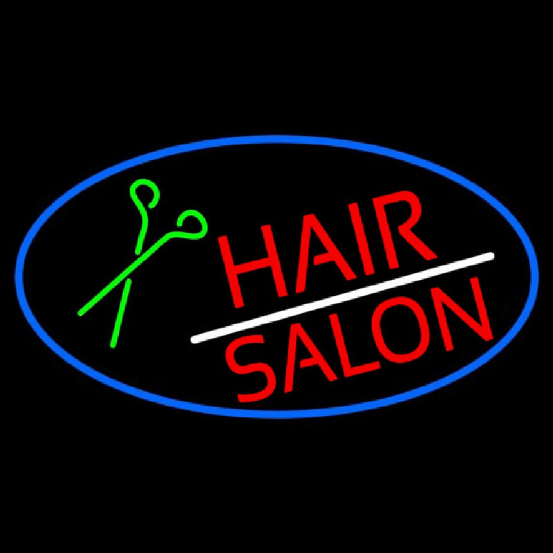 Red Hair Salon With Scissor Neonskylt