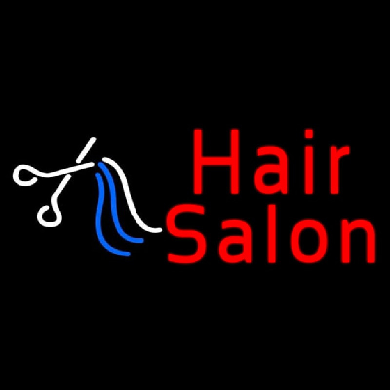 Red Hair Salon With Scissor Neonskylt