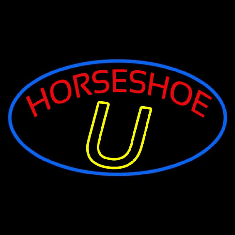 Red Horseshoe Blue Border Neonskylt