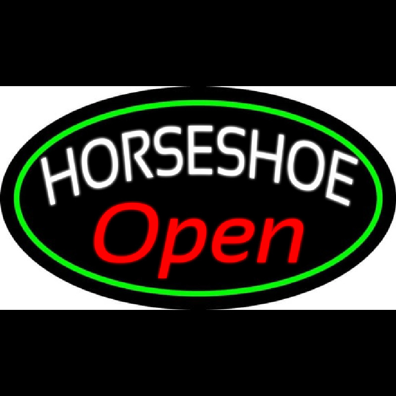 Red Horseshoe Open Neonskylt