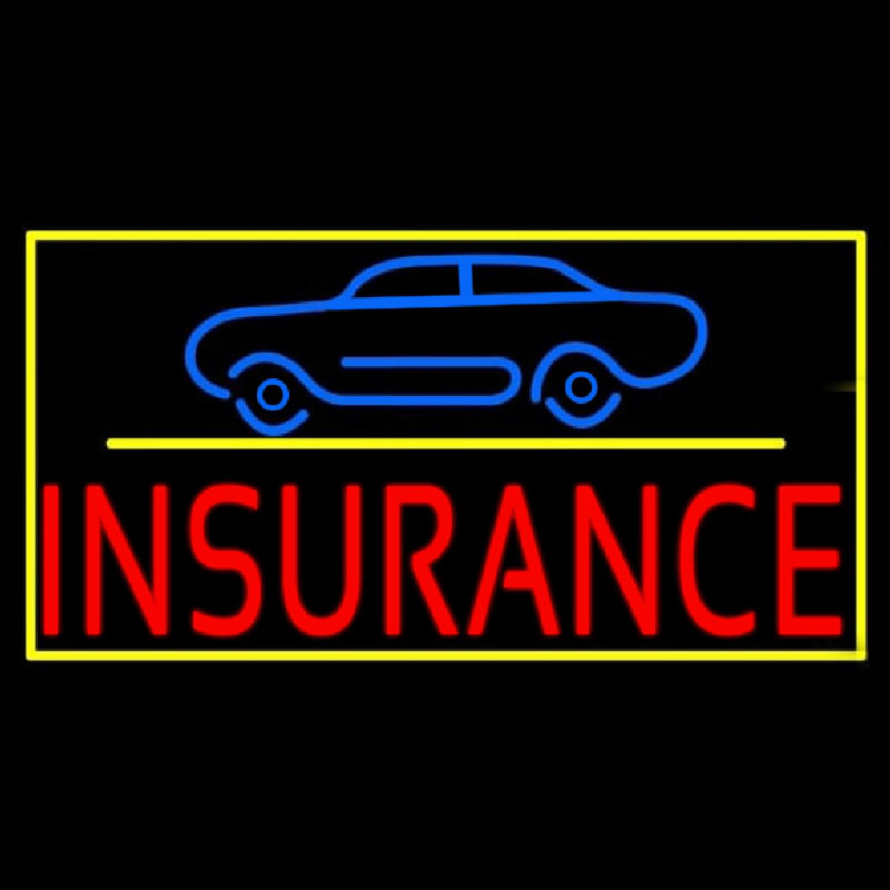 Red Insurance Car Logo With Yellow Border Neonskylt