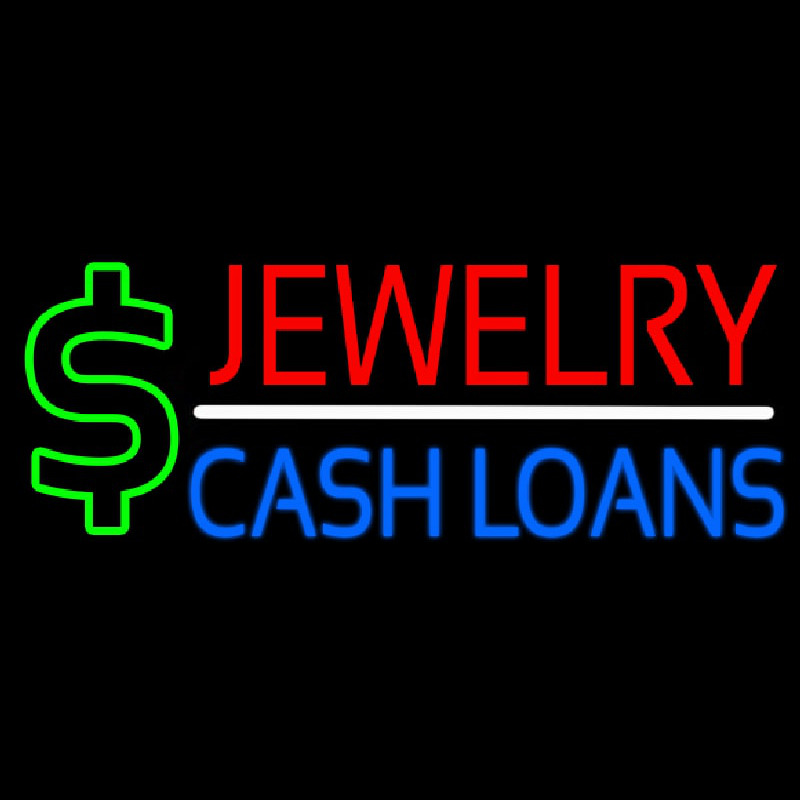 Red Jewelry Blue Cash Loans Neonskylt