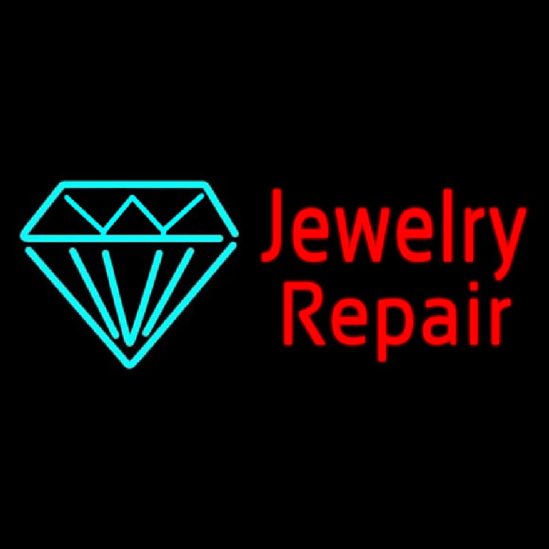 Red Jewelry Repair Cursive Neonskylt