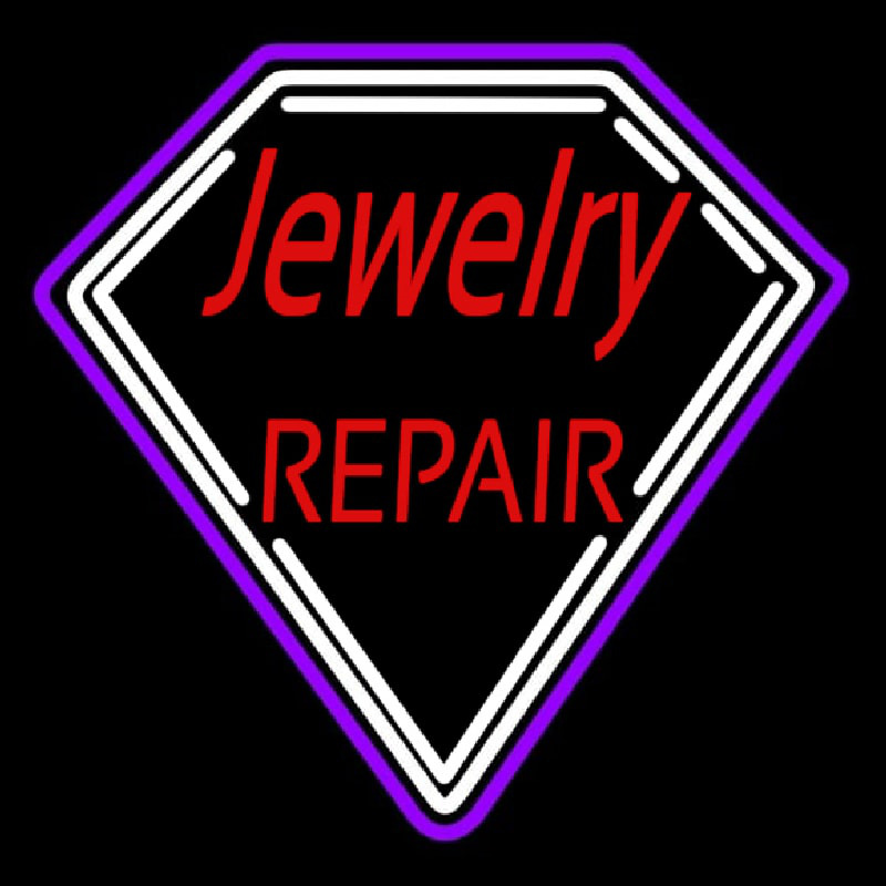 Red Jewelry Repair Diamond Border Neonskylt