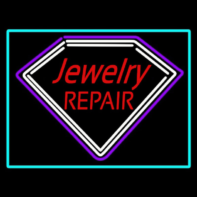 Red Jewelry Repair Turquoise Border Neonskylt