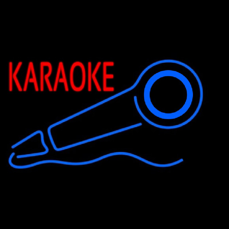 Red Karaoke With Mike Logo 2 Neonskylt