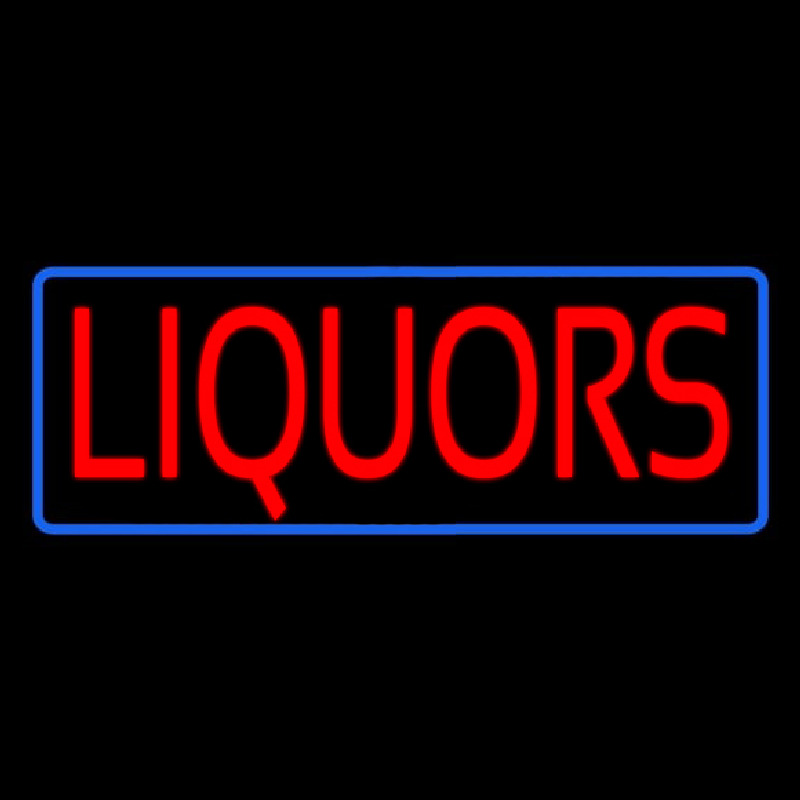 Red Liquors Blue Border Neonskylt