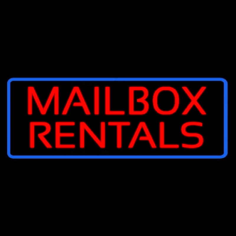 Red Mailbo  Rentals Blue Border Neonskylt