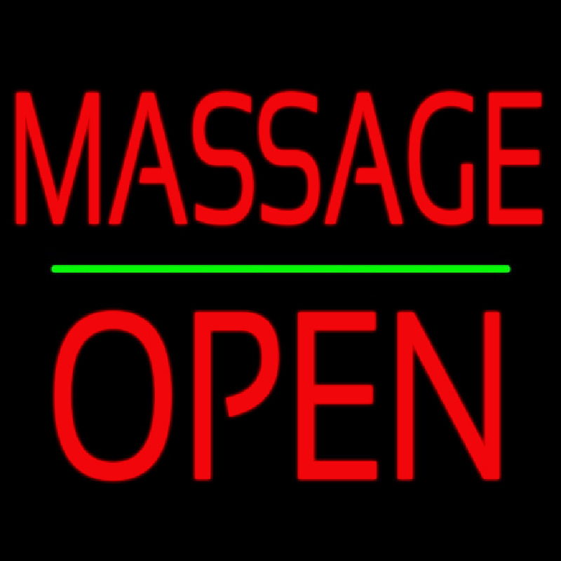 Red Massage Block Open Neonskylt