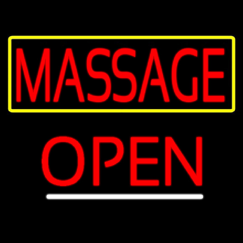 Red Massage With Yellow Border Open Neonskylt