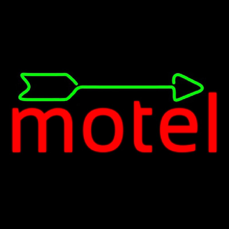 Red Motel With Green Arrow Neonskylt