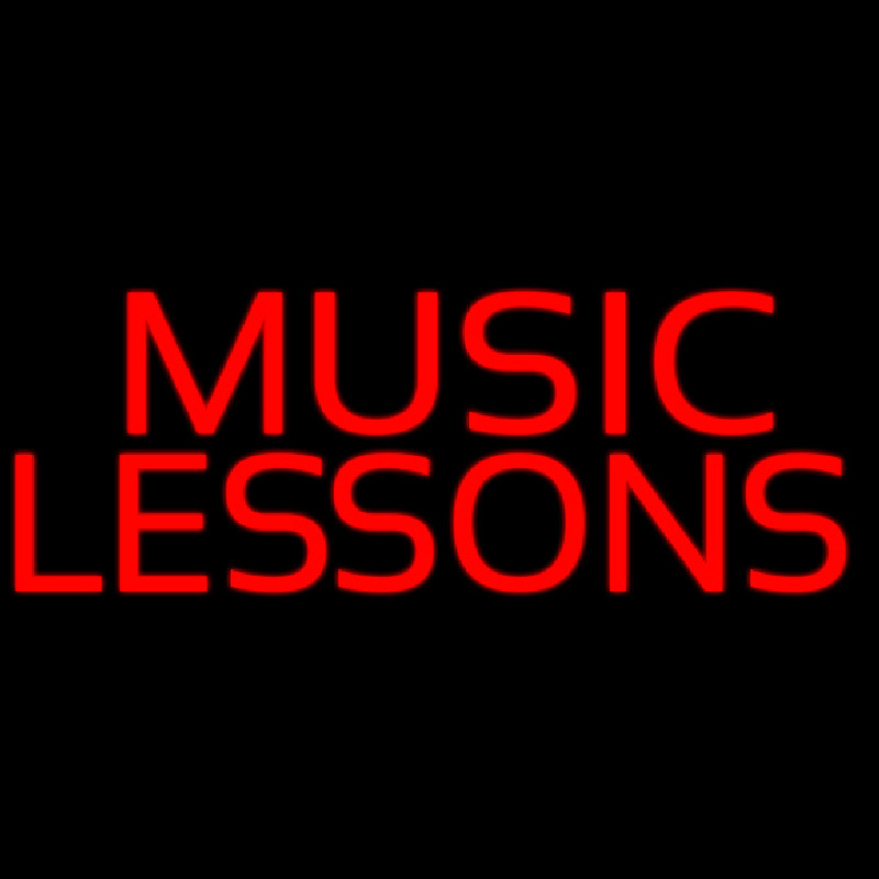 Red Music Lessons Neonskylt