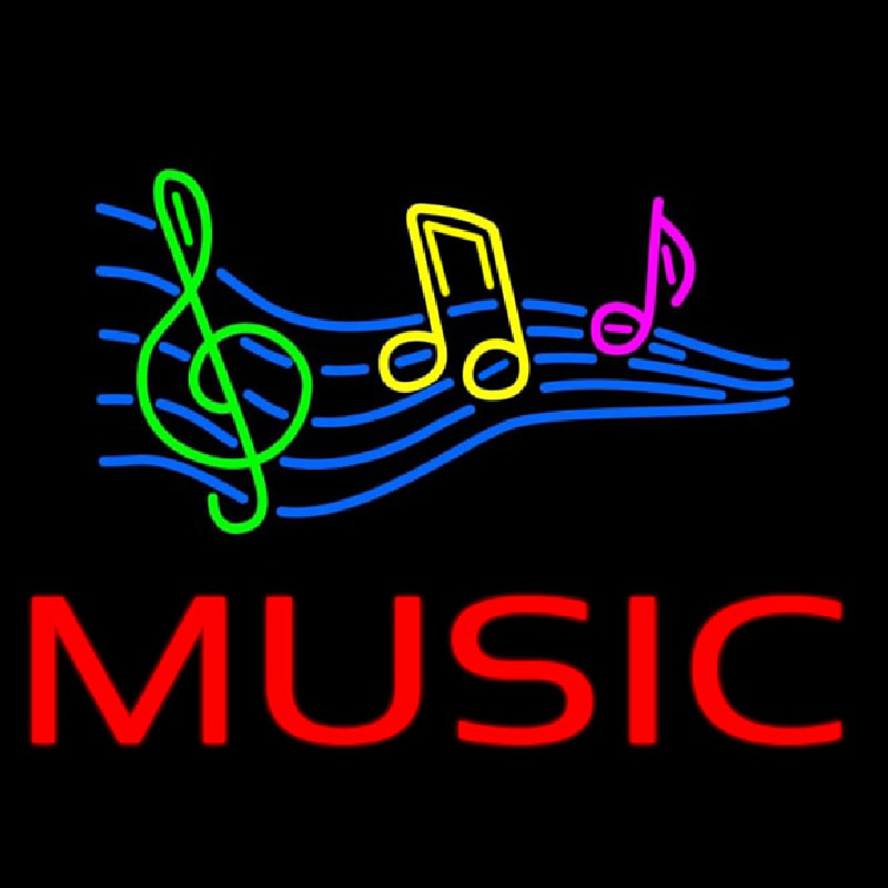 Red Music With Musical Notes Neonskylt