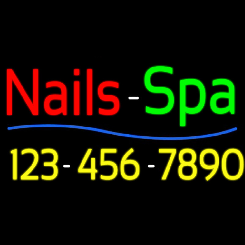 Red Nails Spa With Phone Number Neonskylt