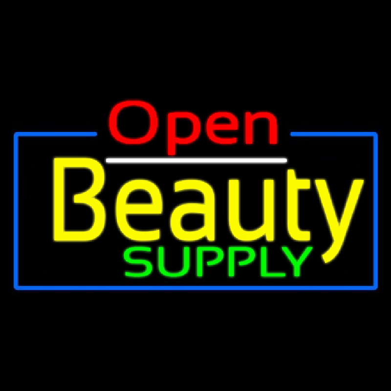 Red Open Beauty Supply Neonskylt