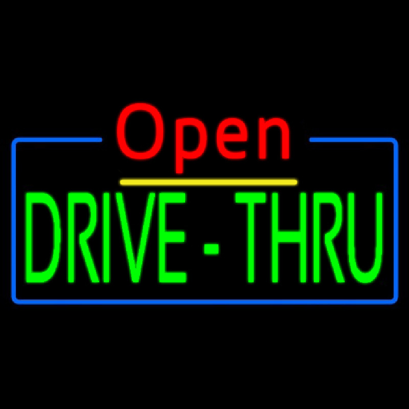 Red Open Green Drive Thru Neonskylt