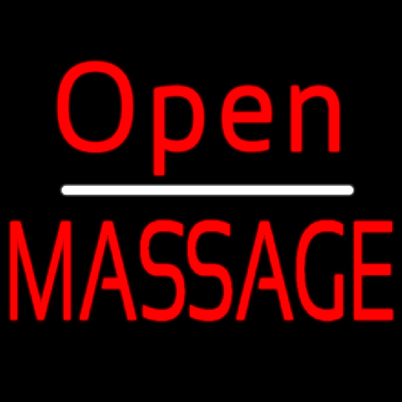 Red Open Massage Neonskylt