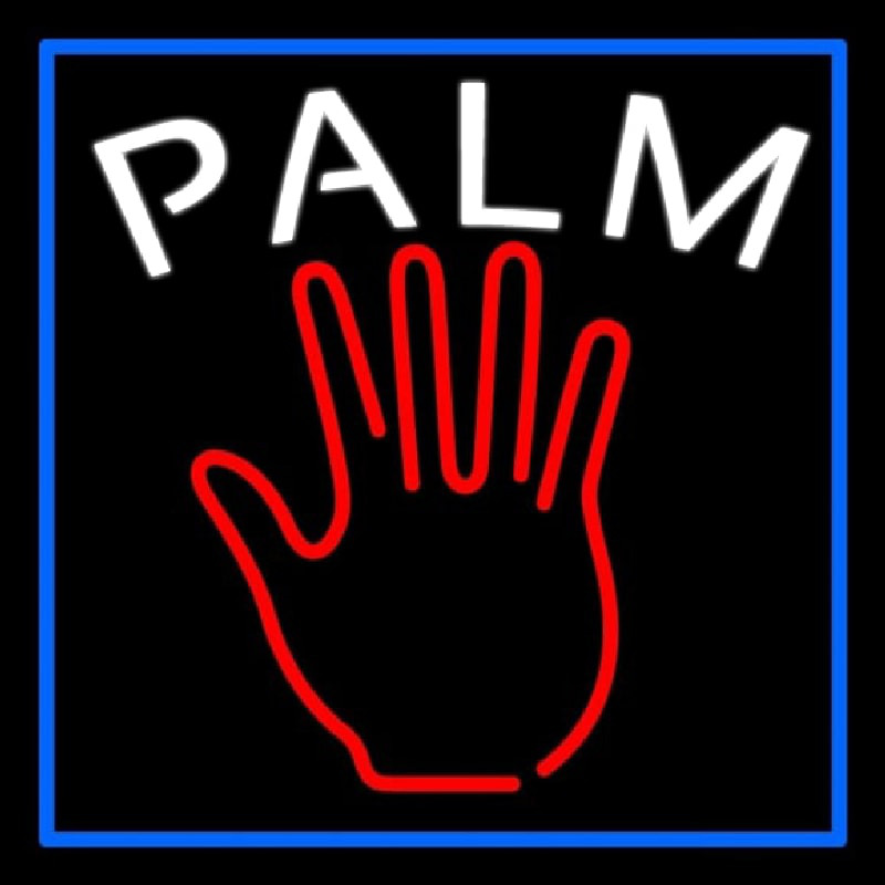 Red Palm Blue Border Neonskylt