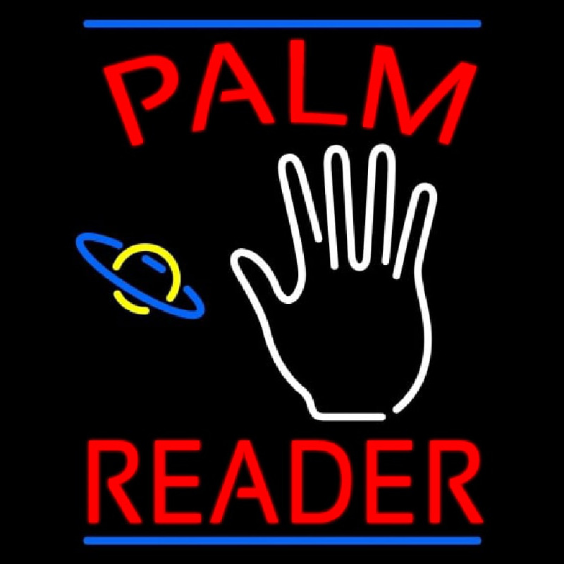 Red Palm Reader Blue Line Neonskylt